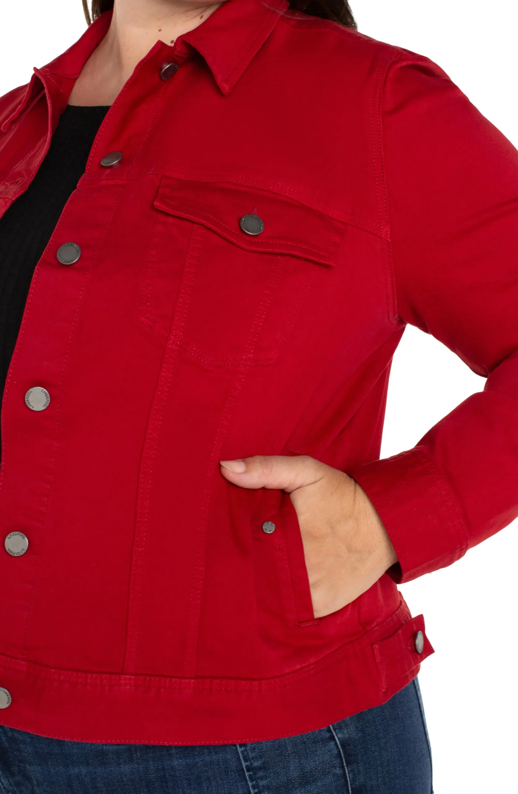 Jackets-Liverpool Los Angeles CLASSIC JEAN JACKET Carnelian