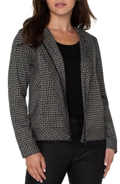 Jackets-Liverpool Los Angeles COLLARLESS ZIP UP JACKET Blacktanlatticeplaid