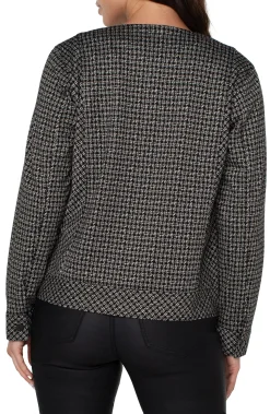 Jackets-Liverpool Los Angeles COLLARLESS ZIP UP JACKET Blacktanlatticeplaid