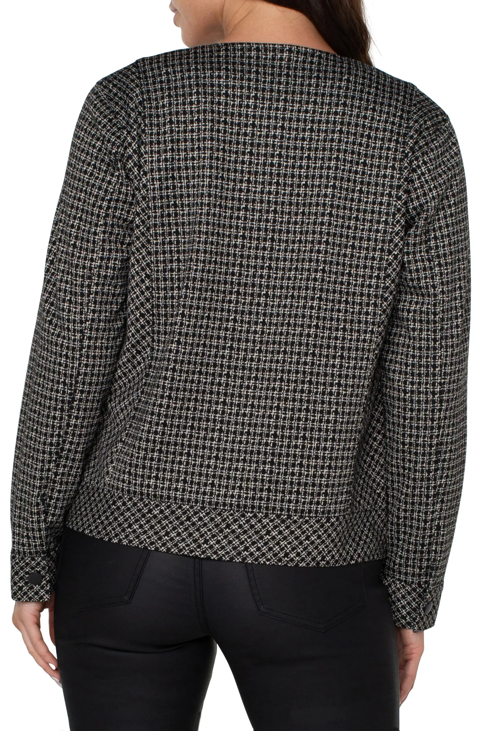 Jackets-Liverpool Los Angeles COLLARLESS ZIP UP JACKET Blacktanlatticeplaid