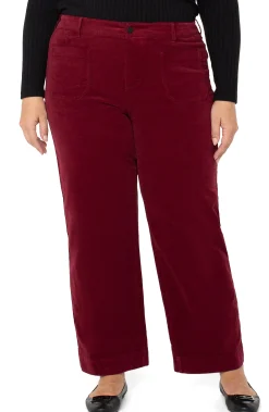 Pants-Liverpool Los Angeles CORDUROY CROP WIDE LEG Ruby