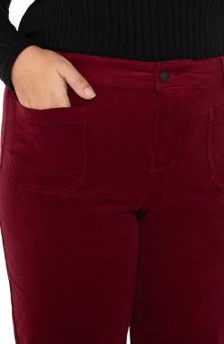Pants-Liverpool Los Angeles CORDUROY CROP WIDE LEG Ruby