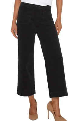 Crops|Wide-Leg-Liverpool Los Angeles CORDUROY CROP WIDE LEG Black