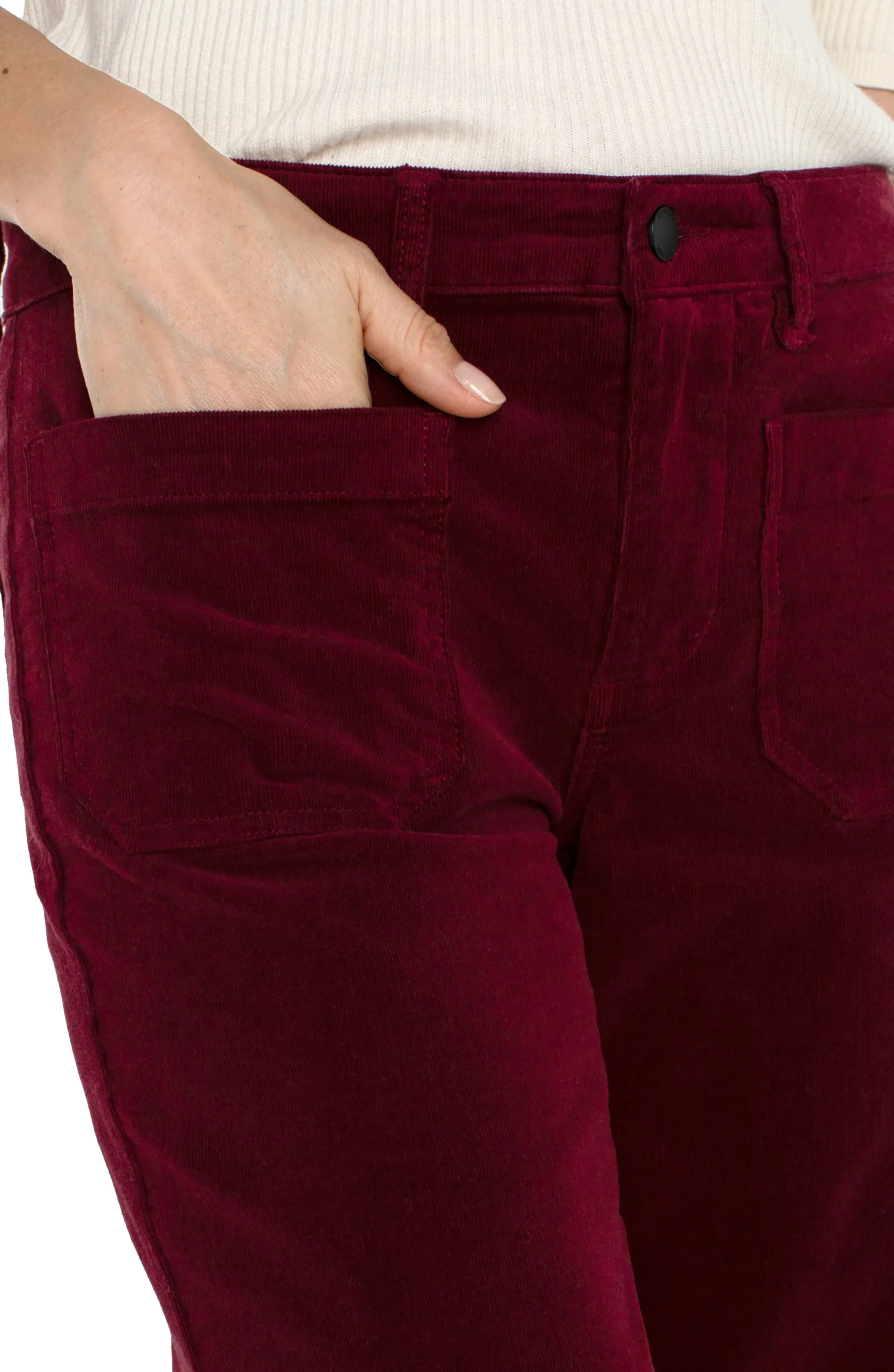 Crops|Wide-Leg-Liverpool Los Angeles CORDUROY CROP WIDE LEG Ruby