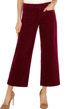 Crops|Wide-Leg-Liverpool Los Angeles CORDUROY CROP WIDE LEG Ruby