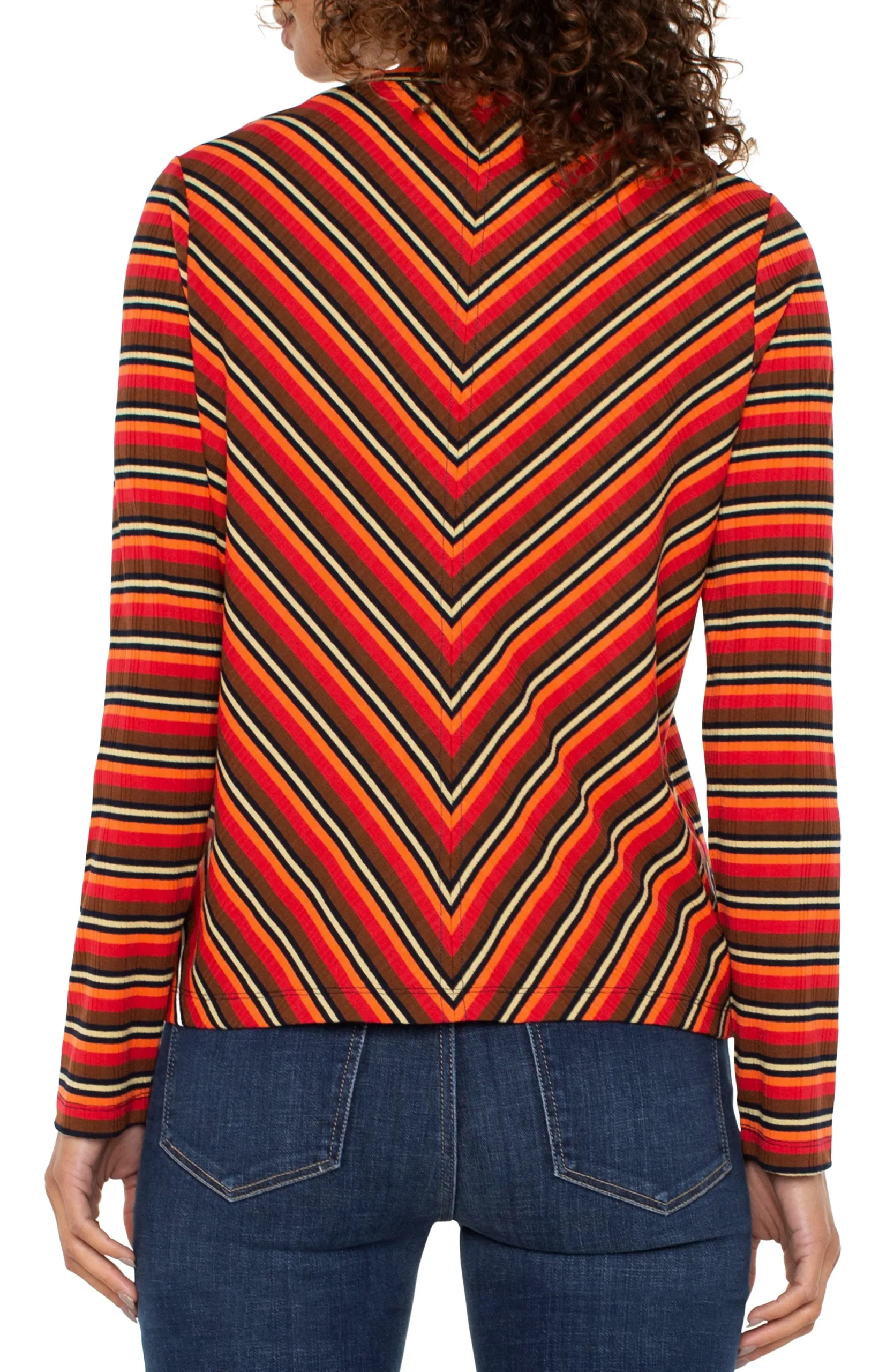 Tees-Liverpool Los Angeles CREW NECK LONG SLEEVE KNIT TOP Burntorangemultistripe