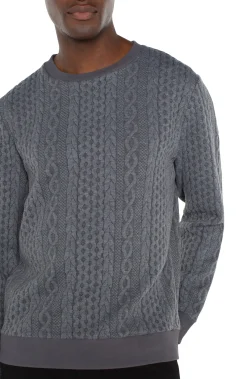 Sweaters|Shirts-Liverpool Los Angeles CREW NECK PULLOVER Charcoalgrey