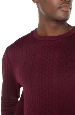 Sweaters|Shirts-Liverpool Los Angeles CREW NECK PULLOVER Burgundy