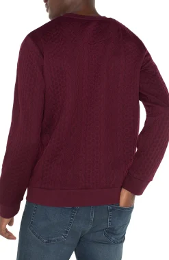 Sweaters|Shirts-Liverpool Los Angeles CREW NECK PULLOVER Burgundy