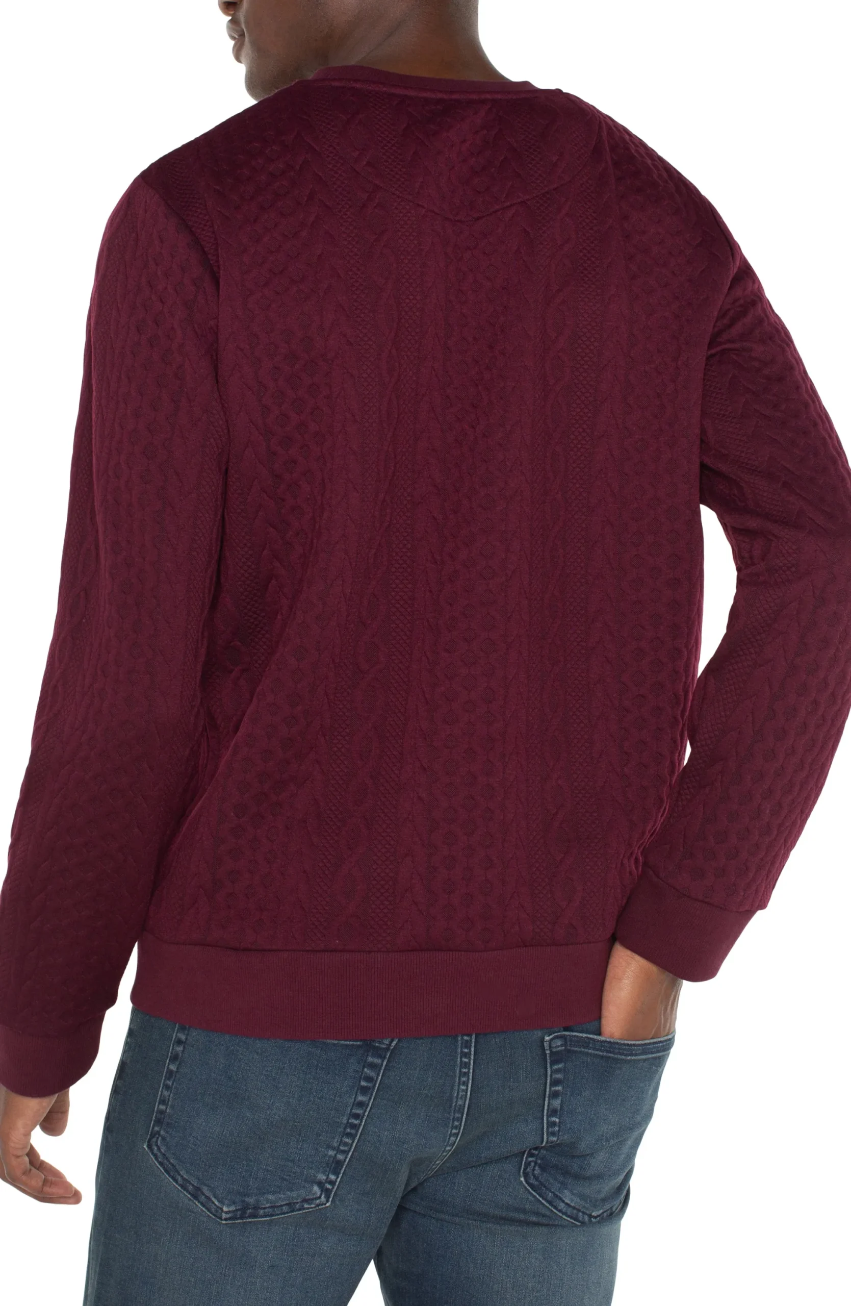 Sweaters|Shirts-Liverpool Los Angeles CREW NECK PULLOVER Burgundy