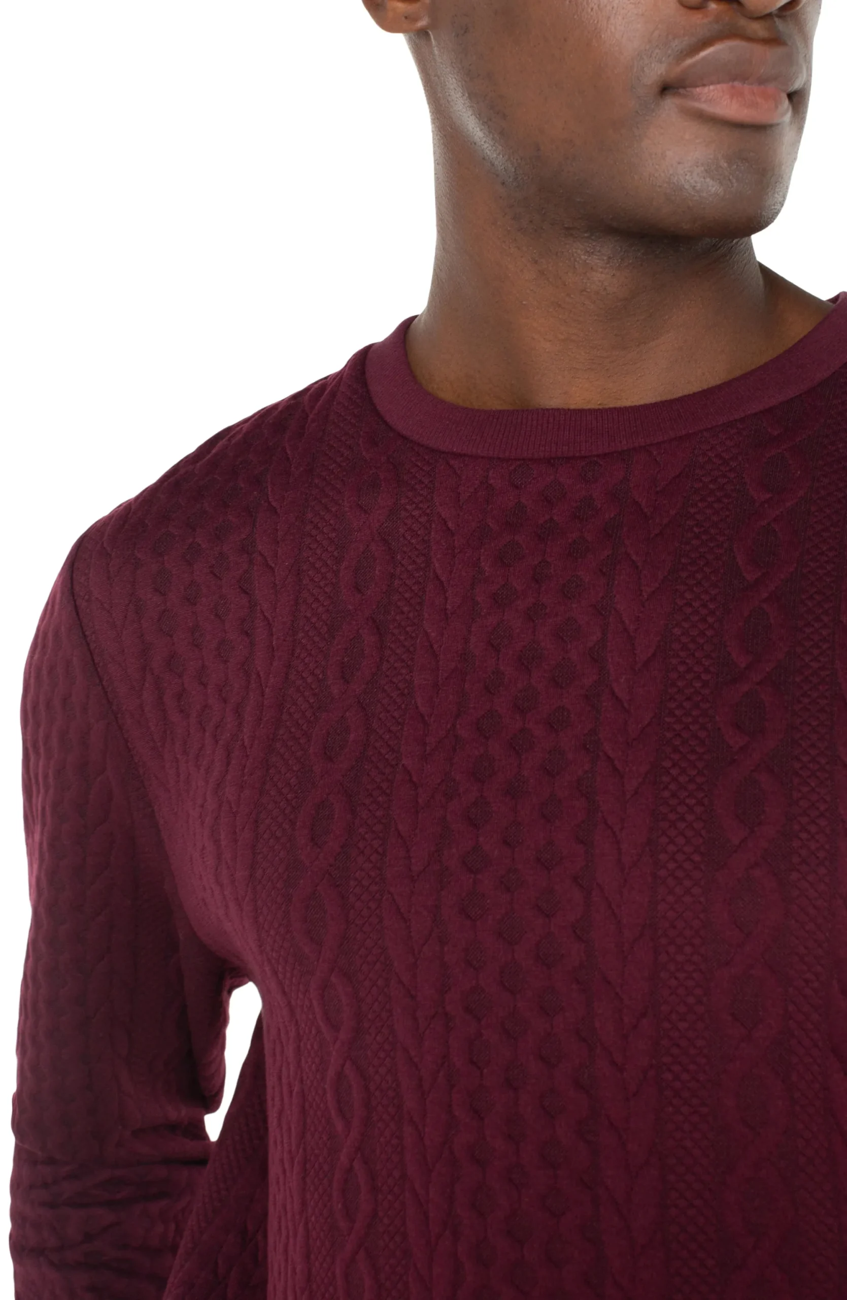 Sweaters|Shirts-Liverpool Los Angeles CREW NECK PULLOVER Burgundy