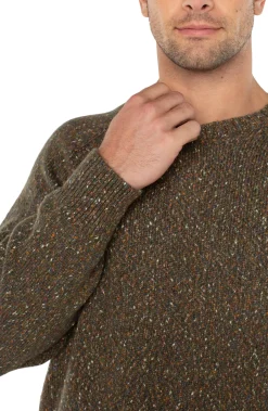 Sweaters-Liverpool Los Angeles CREW NECK RAGLAN SWEATER Olivemulti