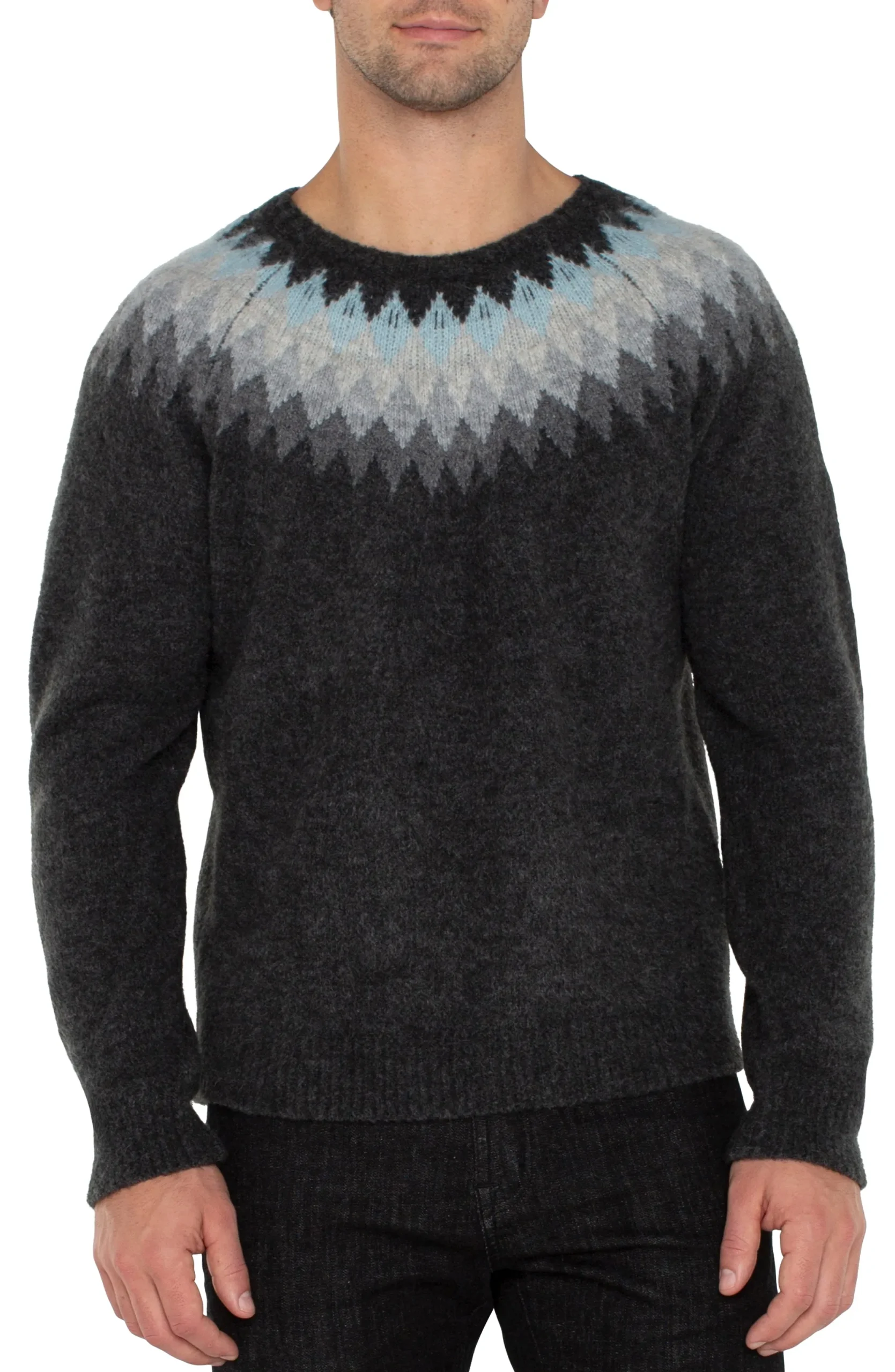 Sweaters-Liverpool Los Angeles CREW NECK RAGLAN SWEATER Charcaolgreymulti