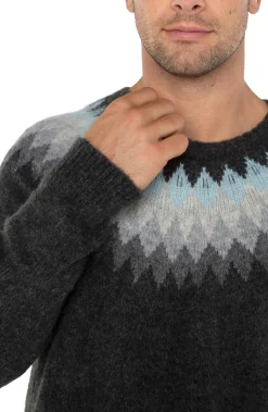 Sweaters-Liverpool Los Angeles CREW NECK RAGLAN SWEATER Charcaolgreymulti
