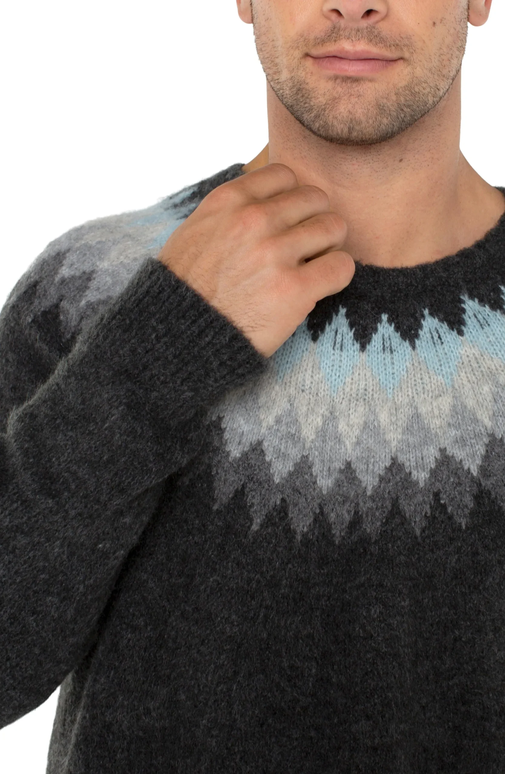 Sweaters-Liverpool Los Angeles CREW NECK RAGLAN SWEATER Charcaolgreymulti