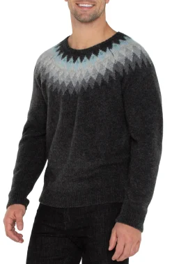 Sweaters-Liverpool Los Angeles CREW NECK RAGLAN SWEATER Charcaolgreymulti
