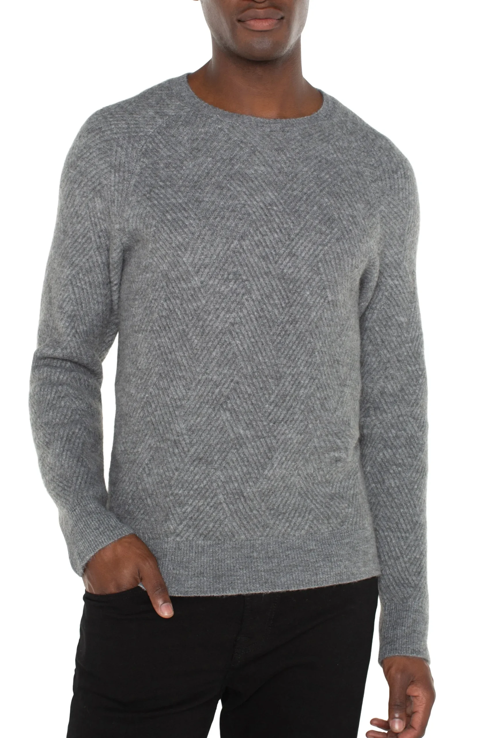 Sweaters-Liverpool Los Angeles CREW NECK RAGLAN SWEATER Mediumheathergrey