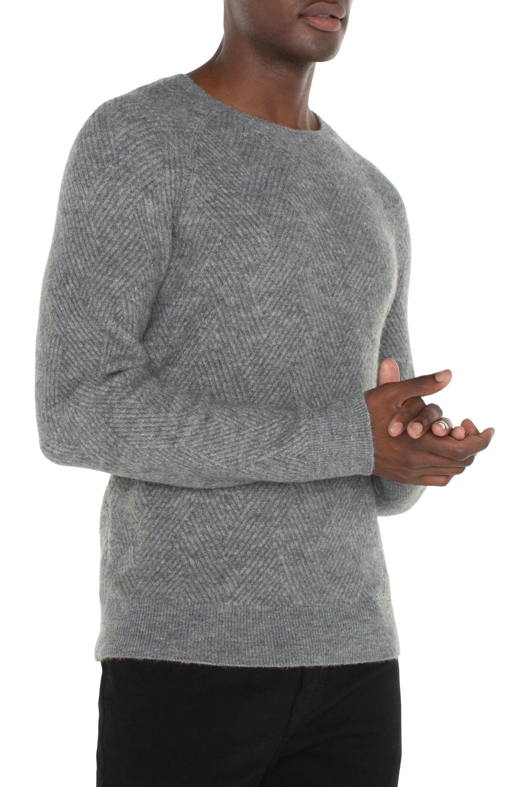 Sweaters-Liverpool Los Angeles CREW NECK RAGLAN SWEATER Mediumheathergrey