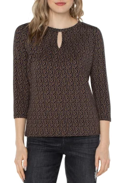 Tees-Liverpool Los Angeles CREW NECK TOP WITH PLEATED FRONT Micropebbleprint