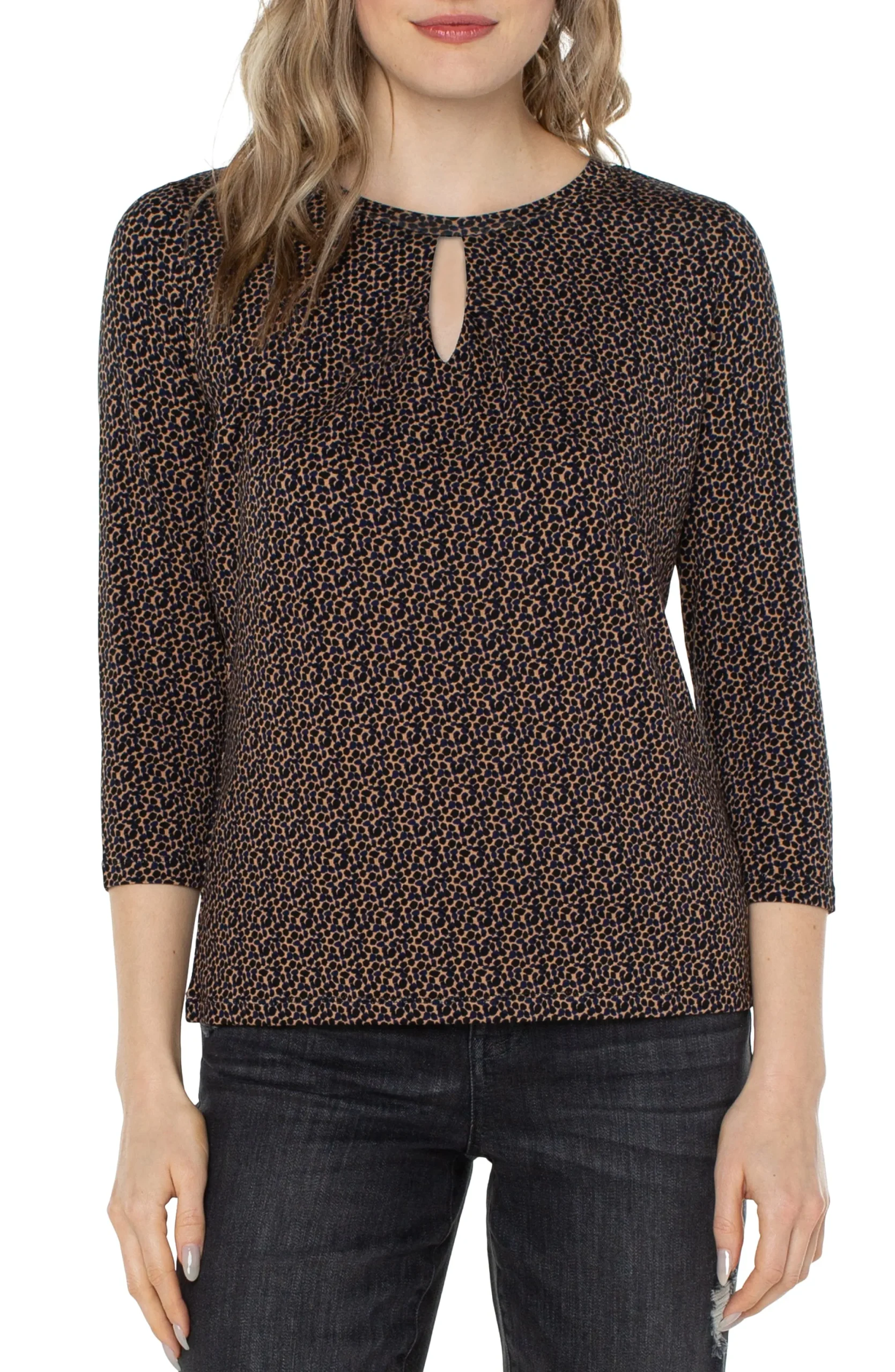 Tees-Liverpool Los Angeles CREW NECK TOP WITH PLEATED FRONT Micropebbleprint