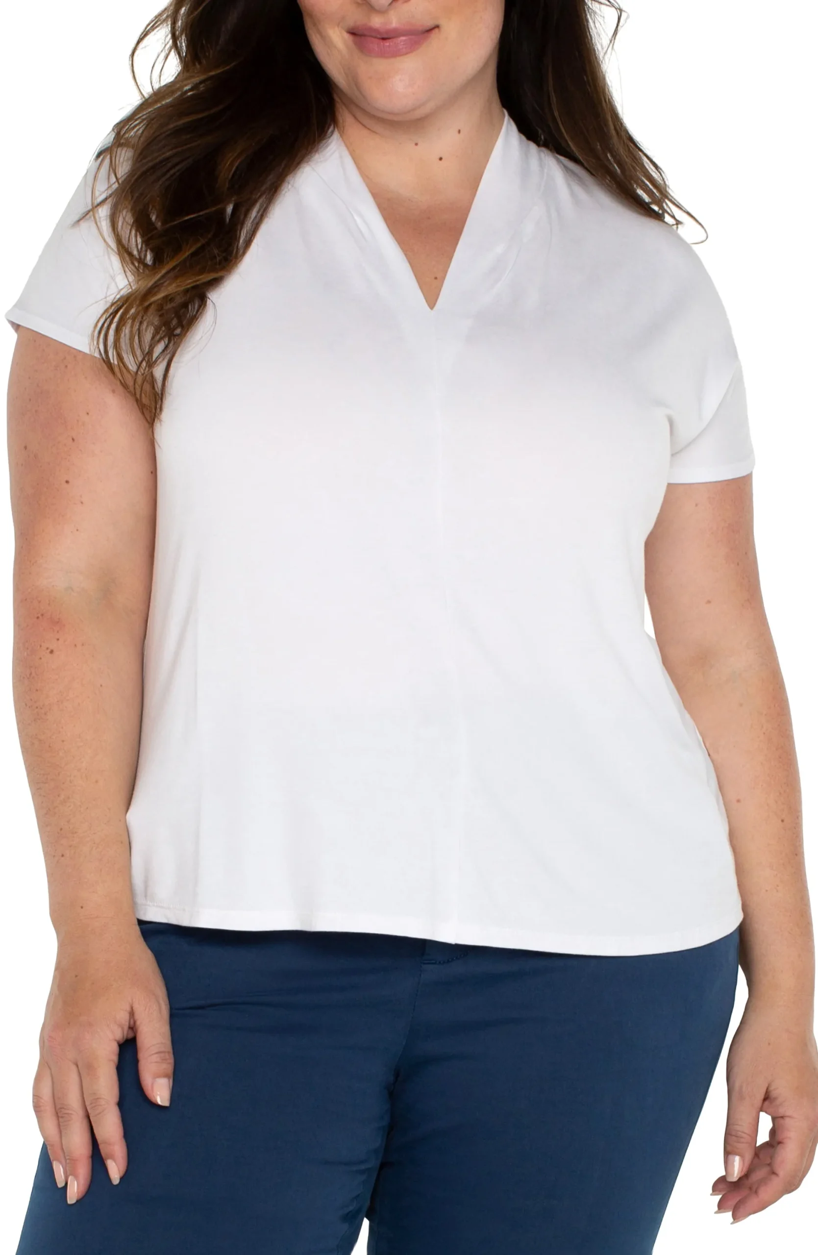 Tops-Liverpool Los Angeles DOLMAN SLEEVE KNIT TOP WITH SHAWL COLLAR White