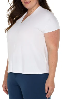 Tops-Liverpool Los Angeles DOLMAN SLEEVE KNIT TOP WITH SHAWL COLLAR White