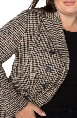 Jackets-Liverpool Los Angeles DOUBLE BREASTED LONGLINE BLAZER Blacktanhoundstooth