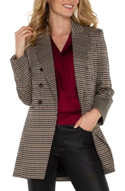 Jackets-Liverpool Los Angeles DOUBLE BREASTED LONGLINE BLAZER Blacktanhoundstooth