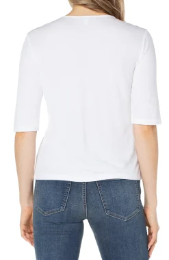 Tees-Liverpool Los Angeles DOUBLE LAYER V-NECK RIB KNIT TOP Cream