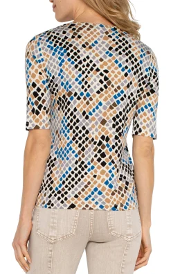 Tees|Tops-Liverpool Los Angeles DOUBLE LAYER V-NECK RIB KNIT TOP Lapissnakemulti