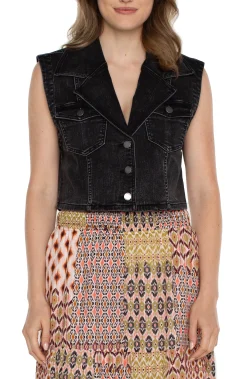 Jackets|Jackets-Liverpool Los Angeles ECO NOTCH COLLAR CROP VEST Rawlins