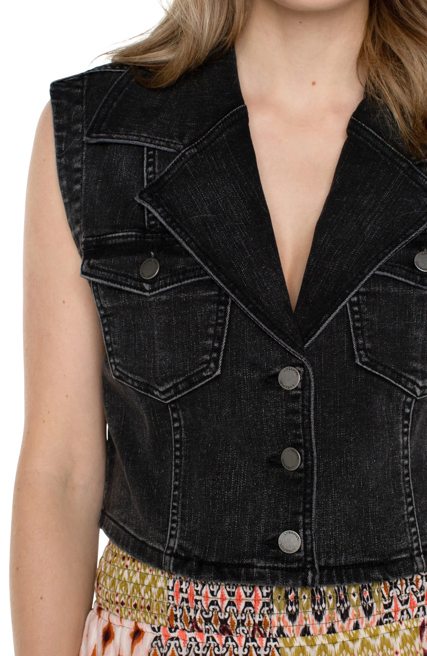 Jackets|Jackets-Liverpool Los Angeles ECO NOTCH COLLAR CROP VEST Rawlins