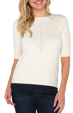Sweaters-Liverpool Los Angeles ELBOW SLEEVE CREW NECK SWEATER Vintagewhite
