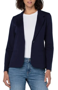 Jackets-Liverpool Los Angeles FITTED BLAZER SUPER STRETCH PONTE Cadetblue