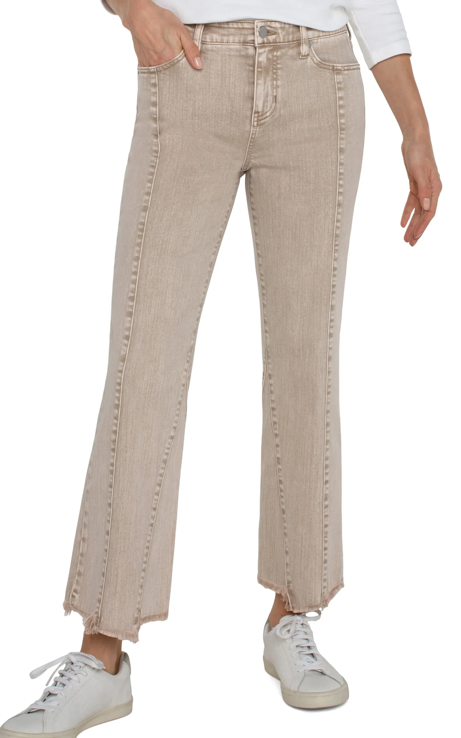 Jeans|Crops-Liverpool Los Angeles HANNAH CROP FLARE WITH UNEVEN FRAY HEM - ECO Biscuittanmineraldye