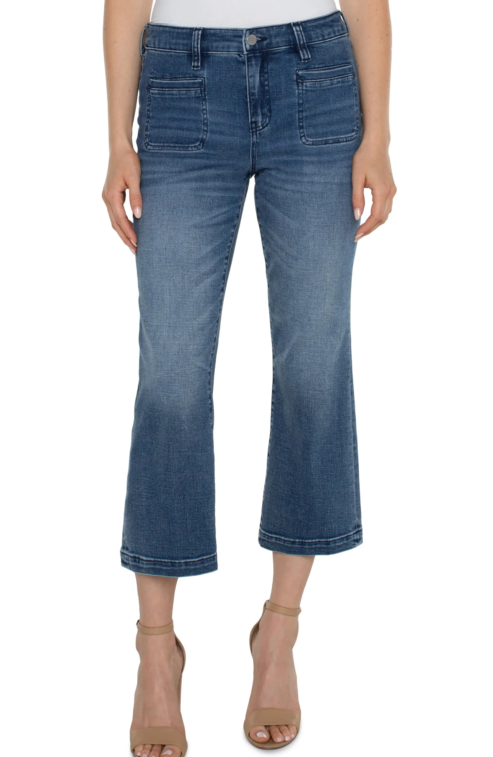 Jeans|Crops-Liverpool Los Angeles HANNAH CROP FLARE WITH WELT POCKETS - ECO Greenbrier