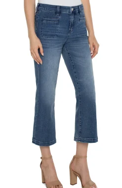 Jeans|Crops-Liverpool Los Angeles HANNAH CROP FLARE WITH WELT POCKETS - ECO Greenbrier