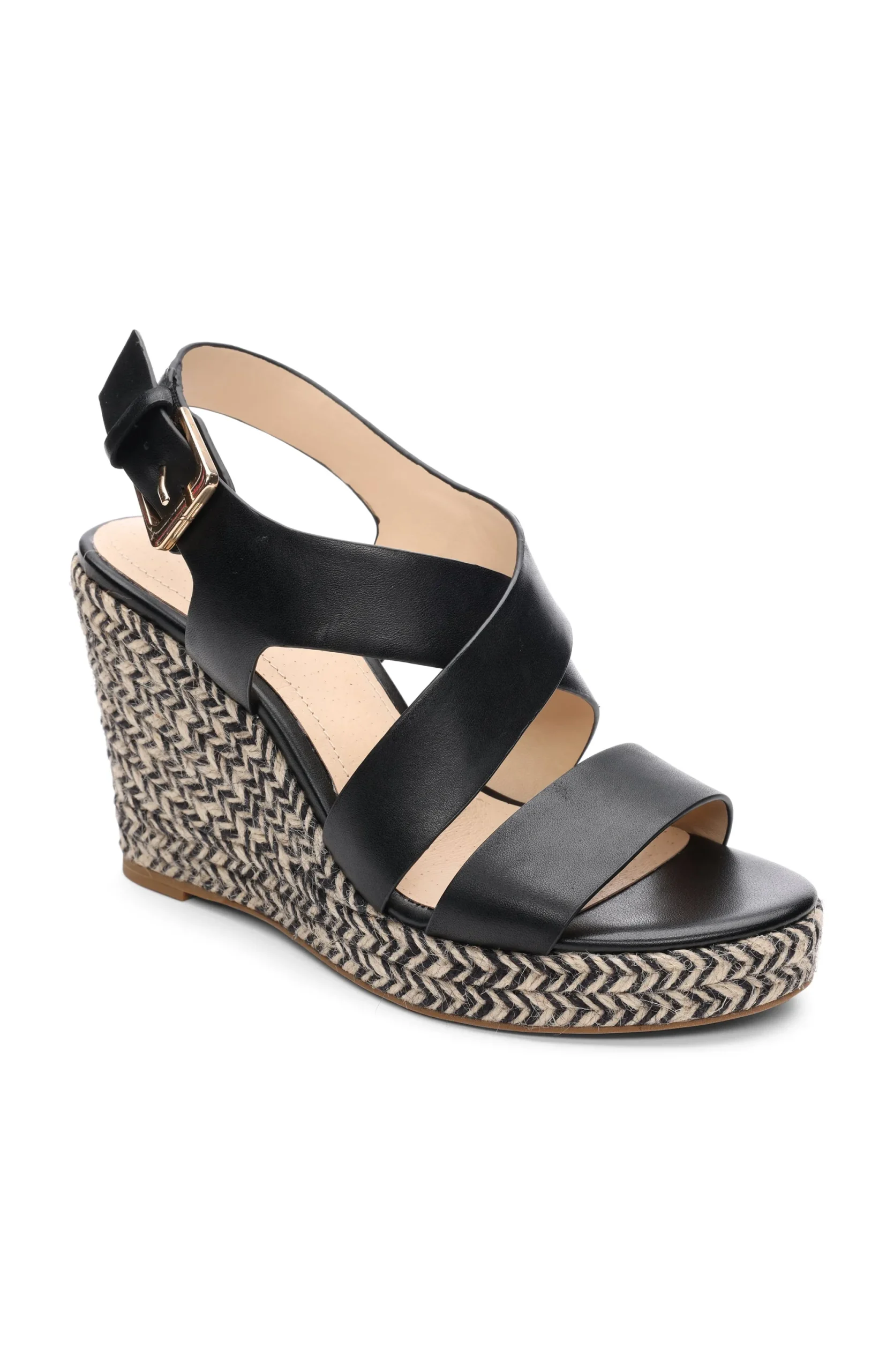 Wedges & Espadrilles-Liverpool Los Angeles HILLS ANKLE STRAP PLATFORM WEDGE Black