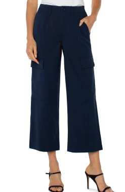 Utility Pants-Liverpool Los Angeles HI-RISE CARGO CROP STRAIGHT Darknavy