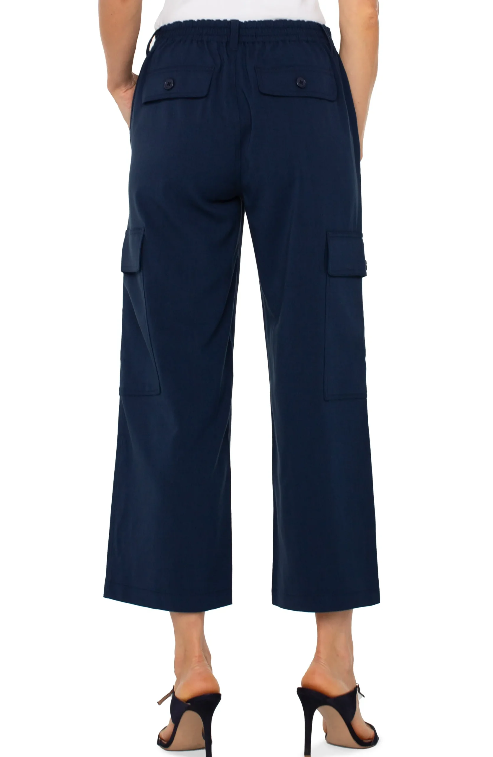 Utility Pants-Liverpool Los Angeles HI-RISE CARGO CROP STRAIGHT Darknavy