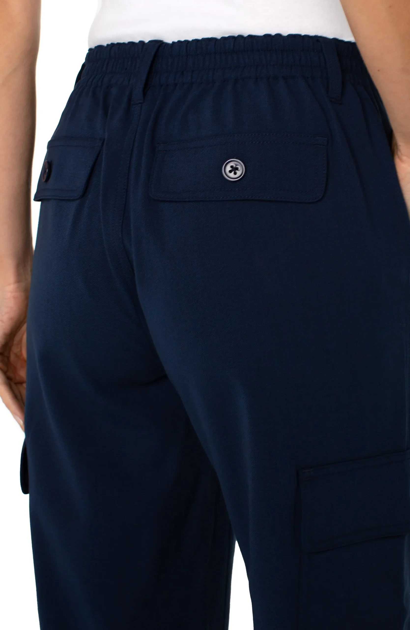 Utility Pants-Liverpool Los Angeles HI-RISE CARGO CROP STRAIGHT Darknavy