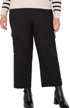 Pants-Liverpool Los Angeles HI-RISE CARGO CROP STRAIGHT Black