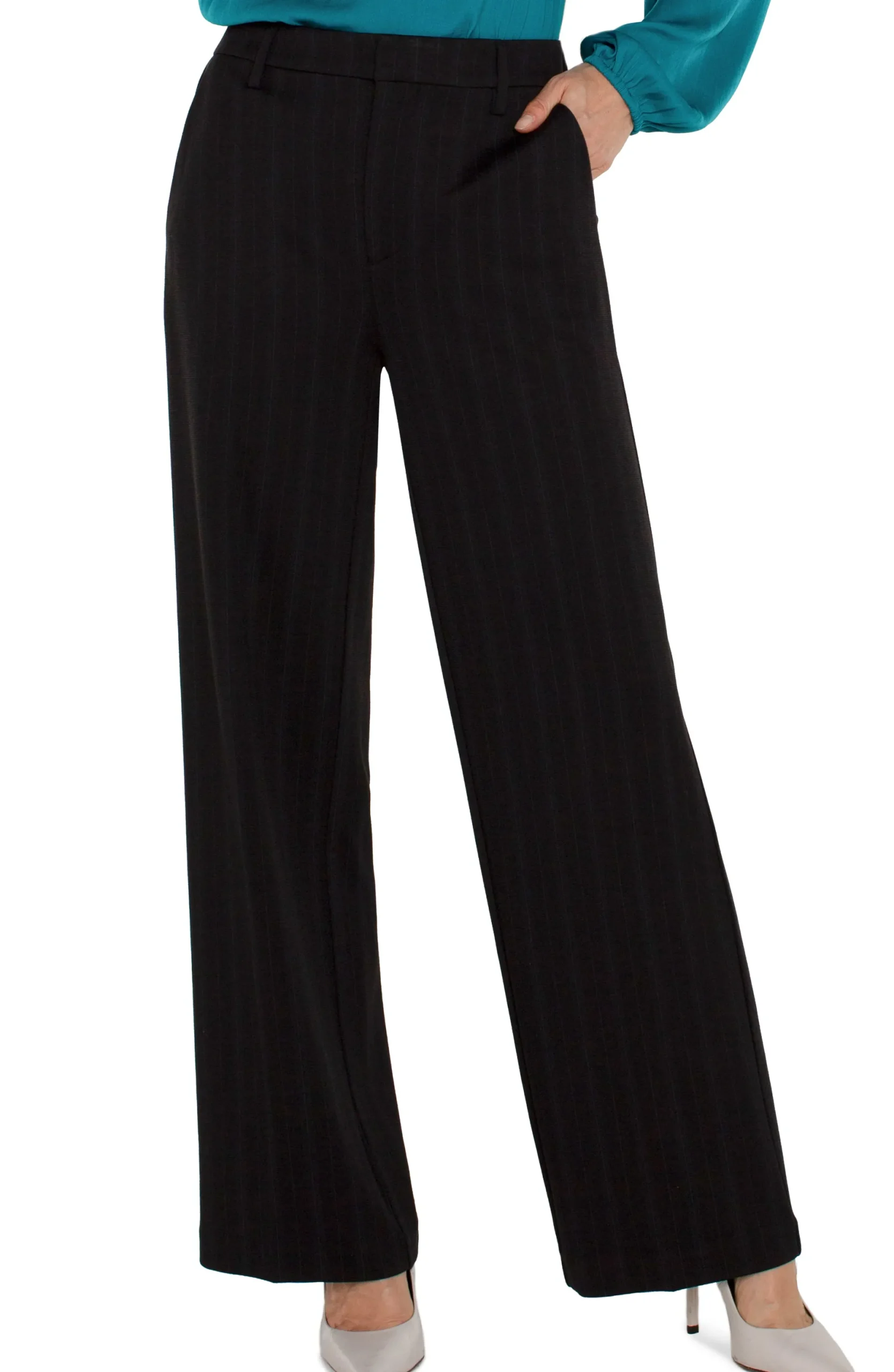 Pants|Trousers-Liverpool Los Angeles HI-RISE KELSEY TROUSER WIDE LEG Darkforestpinstripe