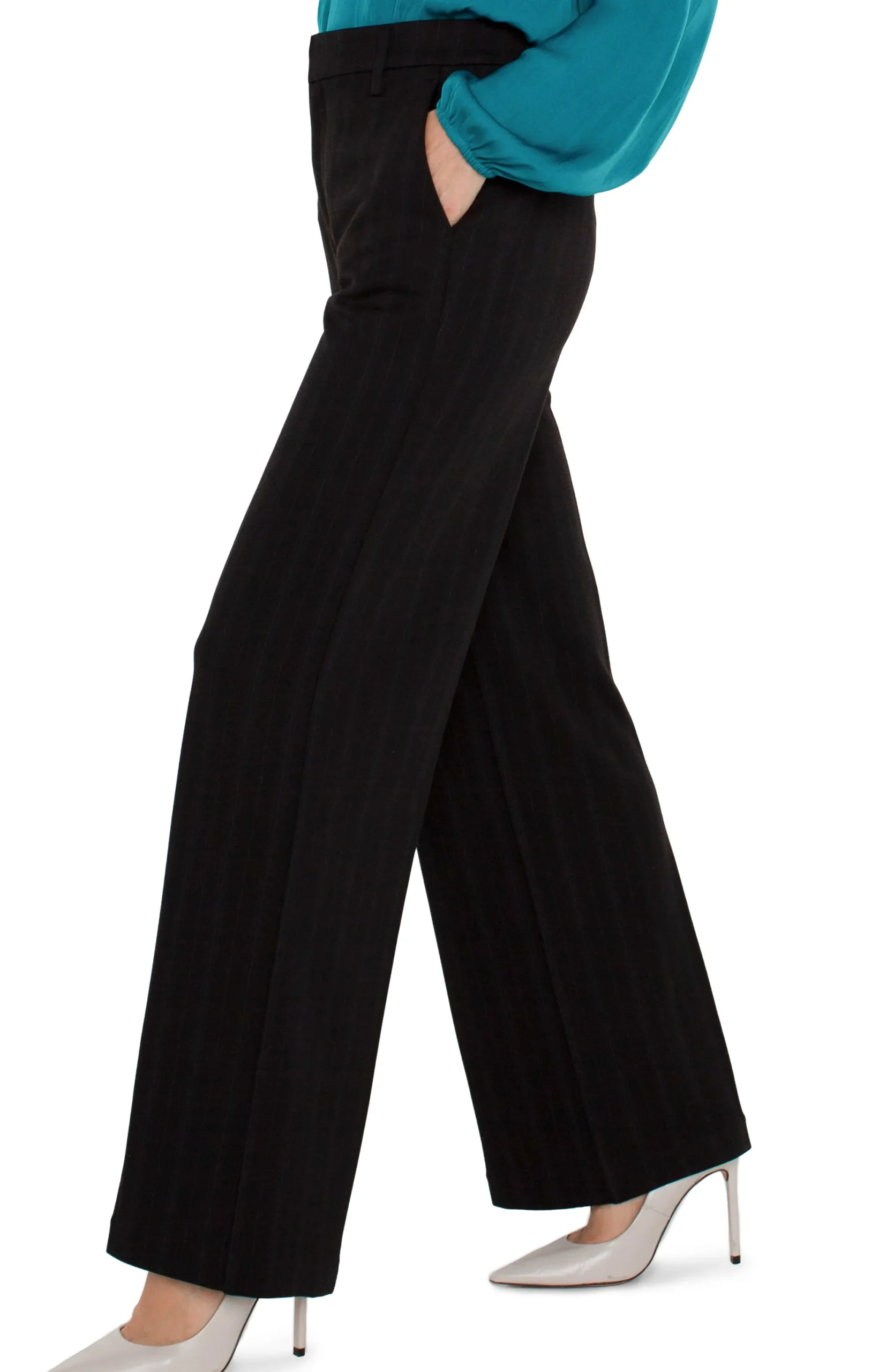 Pants|Trousers-Liverpool Los Angeles HI-RISE KELSEY TROUSER WIDE LEG Darkforestpinstripe