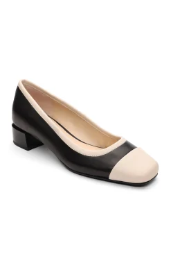 Flats-Liverpool Los Angeles IRVINE ROUNDED TOE SLIP ON WITH BLOCK HEEL Blackecru