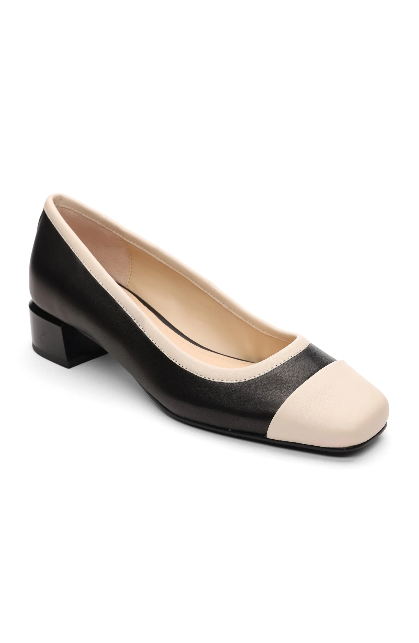 Flats-Liverpool Los Angeles IRVINE ROUNDED TOE SLIP ON WITH BLOCK HEEL Blackecru