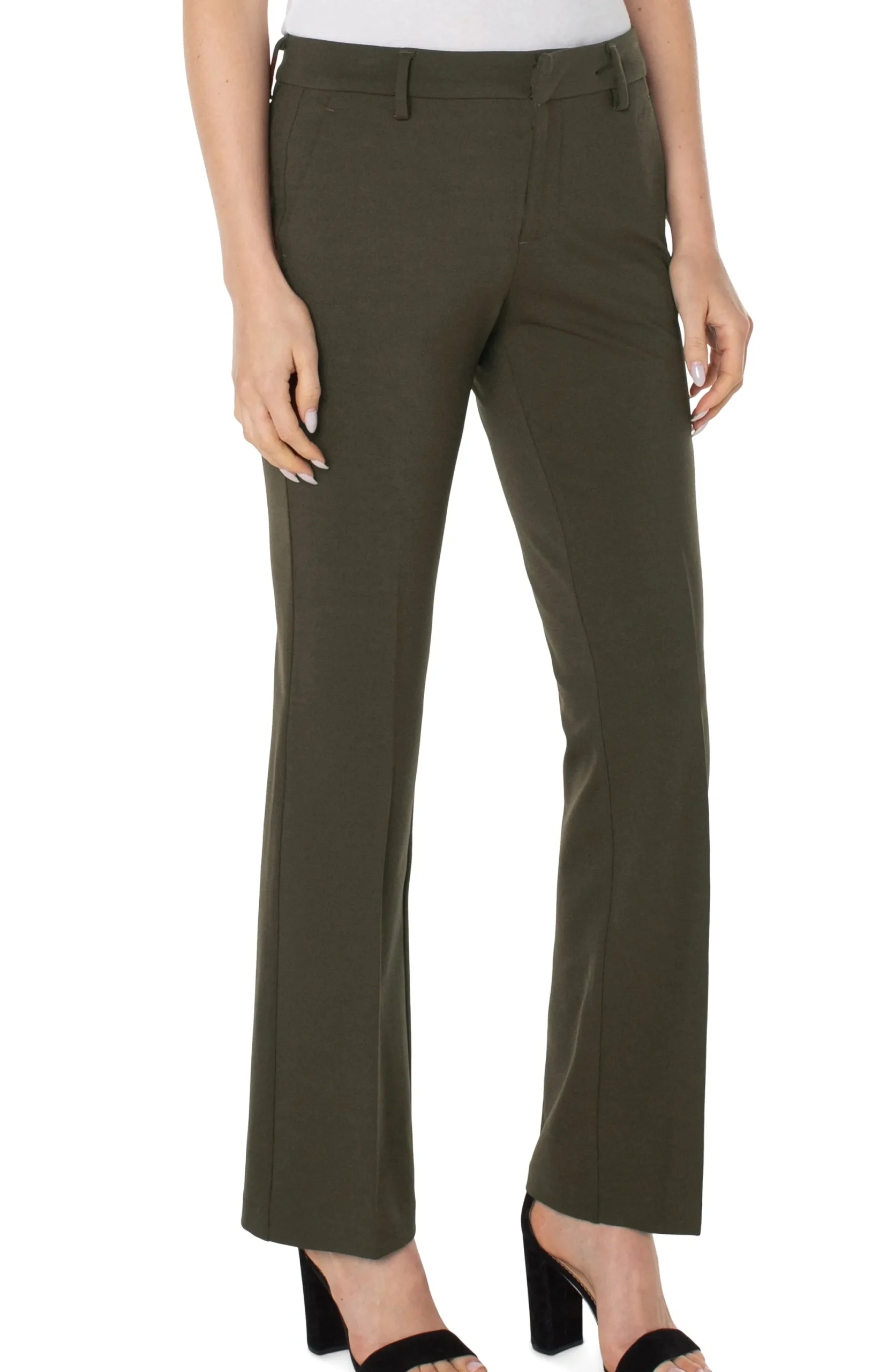Pants|Trousers-Liverpool Los Angeles KELSEY FLARE TROUSER Olivebranch