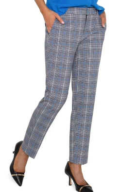 Pants|Trousers-Liverpool Los Angeles KELSEY KNIT TROUSER Bluetopazplaid