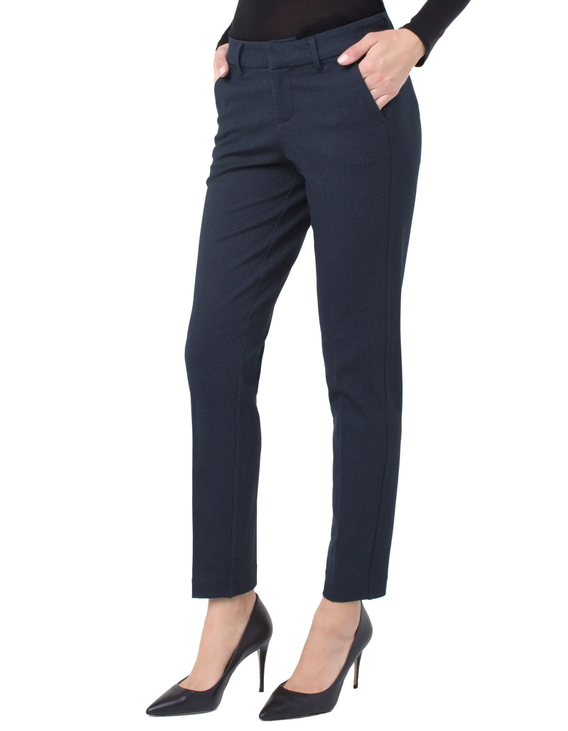 Pants|Trousers-Liverpool Los Angeles KELSEY KNIT TROUSER PATTERNED KNIT Navybirdseye