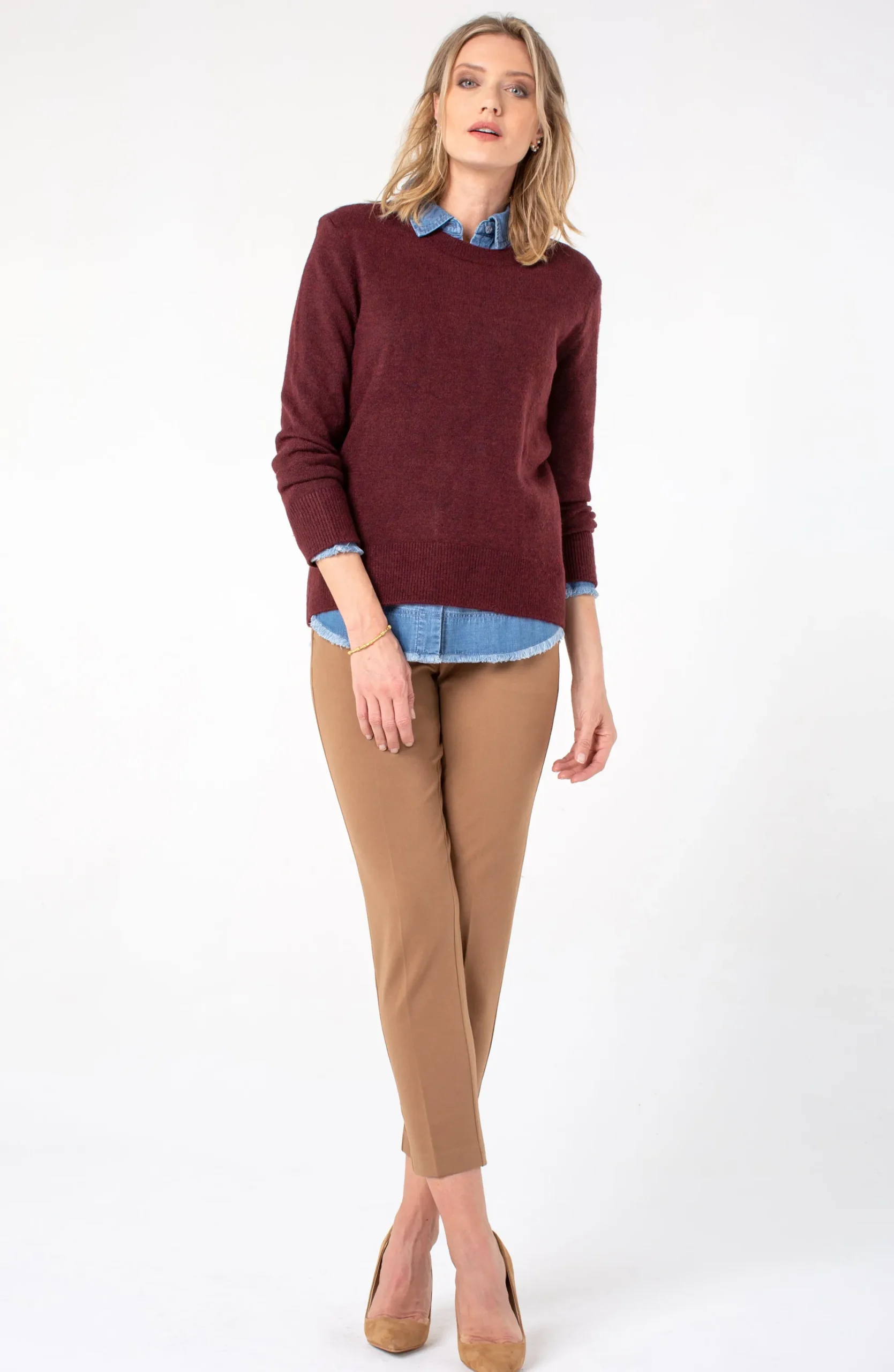 Trousers|Pants-Liverpool Los Angeles KELSEY KNIT TROUSER SUPER STRETCH Maple